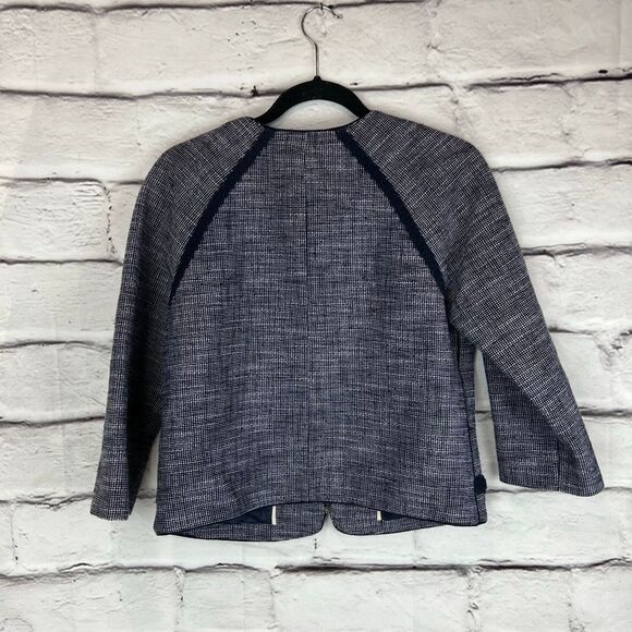 J. Crew Women's Blazer Size 10 Navy Blue Tweed Cropped Workwear - Picture 5 of 6